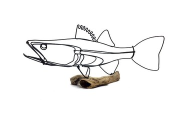 Walleye Wire Sculpture, Fish Wire Art, Minimal Wire Design, 607696671