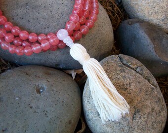 Mala Necklace - Rose Light Glass Full Mala