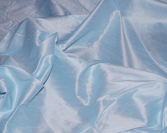 55" Wide - BABY BLUE Premium Faux Silk Fabric - Shantung Dupioni Faux Silk Fabric - By the Yard