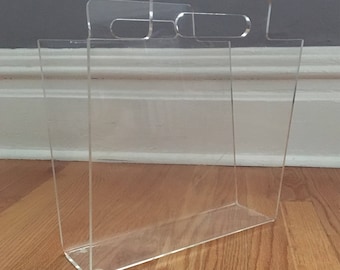 Mod Lucite Magazine Holder Rack 70s Sleek Designer Minimalist