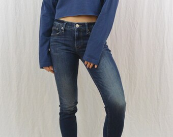 Vintage Crop Top, Striped Sleeves, Size Small-Medium, Grunge, Sporty, 90's Clothing, Hipster, Tumblr Clothing