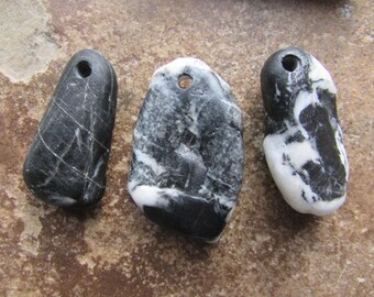 Natural Beach Stone Pendants ~ Drilled Stone Pendants ~ Lake Stone Pendants ~ 3mm