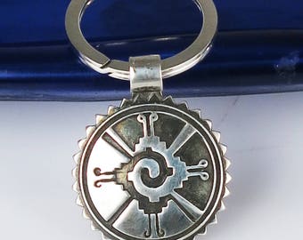 SALE 20% OFF - Mayan Hunab Ku Shaman Tribal Sterlng Silver Pendant - Keyring - Symbolic Celestial Universe Mayan Sterling Silver Pendant