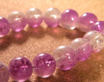 10 glass beads 12 mm speckled 2 tone translucent - purple-PE189 - 4