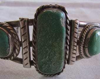 Sterling Silver and Green Turquoise Cuff Bracelet