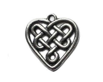 Small Celtic Heart Charm Handmade Pewter Lead-Free Nickel-Free from Wales