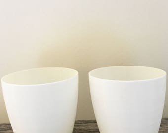 Set of 2 4" 3D Printed White Pots/Planters -Perfect Gardening Gift, Housewarming, Minimalist, Modern Decor, Sustainable, Custom Made Pots