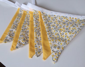 Yellow and floral bunting