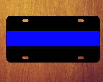 Thin Blue line License Plate, Aluminum Front License Plate, United We Stand Support Police, Car Tag