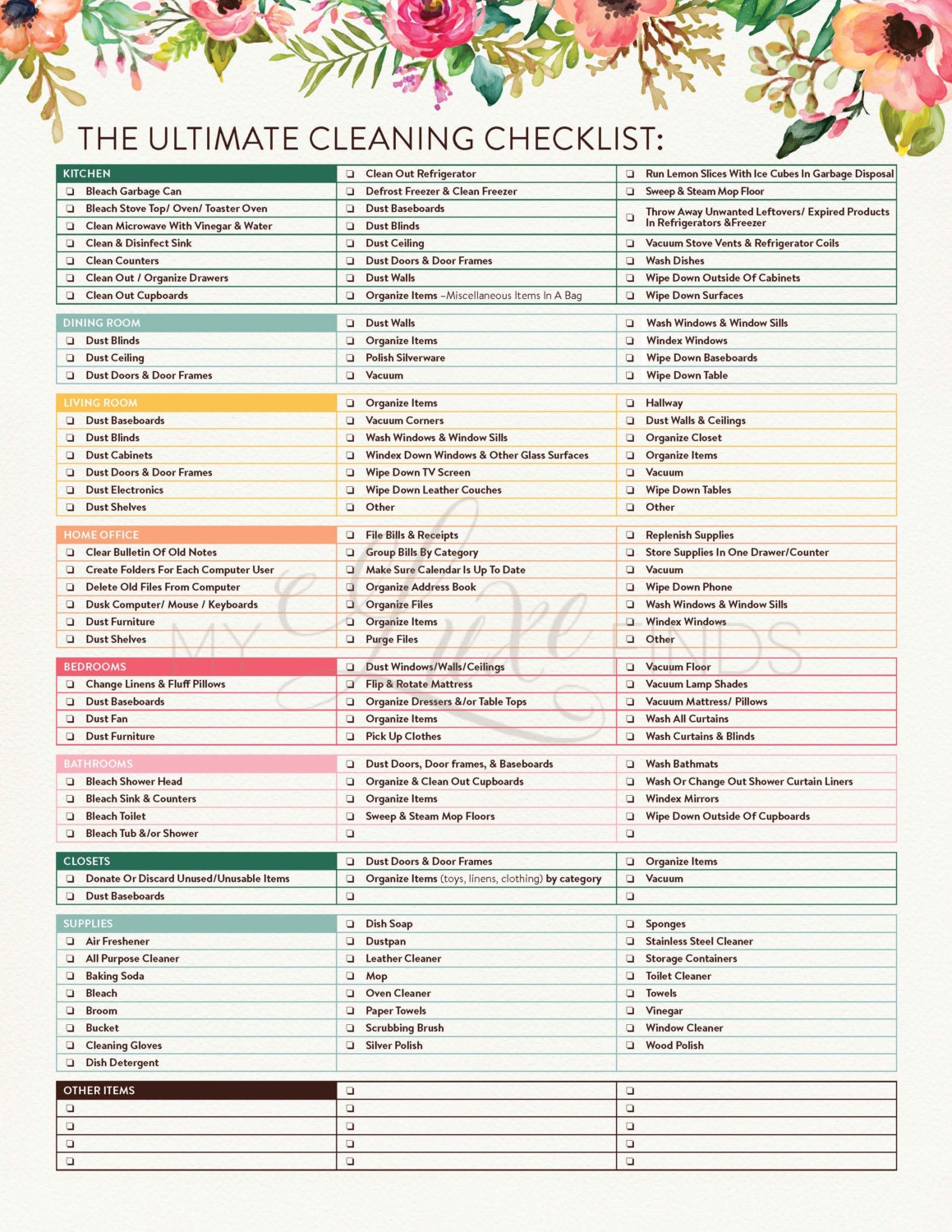 Printable House Cleaning Checklist Free