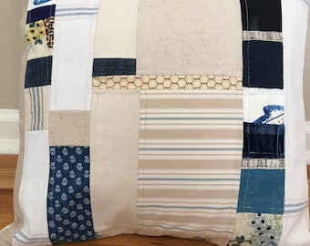 18" Grain Sack Patchwork Pillow Cover
