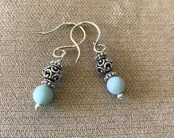 Amazonite and Sterling Silver Earrings