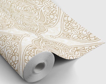 Boho Chic Damask Peel and Stick Wallpaper | Peel and Stick Temporary Wallpaper | Removable Wall Sticker