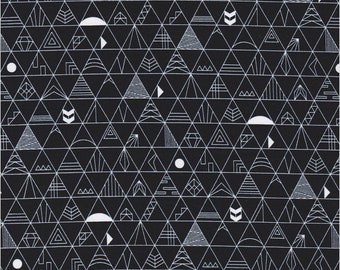 Panache, Robert Kaufman Fabric, Black and White Graphic Print