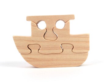 Small Wooden Noah's Ark Puzzle Toy Boat Puzzle Childrens Puzzle Waldorf Wood Toy Hand Cut Scroll Saw Maple