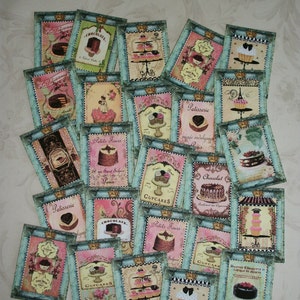 MINIATURES - Set of 25 Cupcakes, French Pastries etc.- Whimsical - Tiny - Your choice of Cardstock or Stickers - A 36