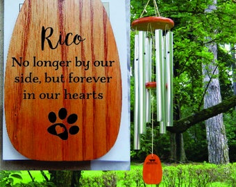 Dog Sympathy Gift, Dog Loss, Memorial, Death, Keepsake, Ornament, Personalized Windchimes, Engraved, Garden Gift, Paw Print, Pet Loss Gift