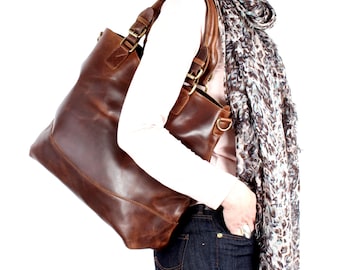 Leather Purse, Brown Distressed Leather Tote