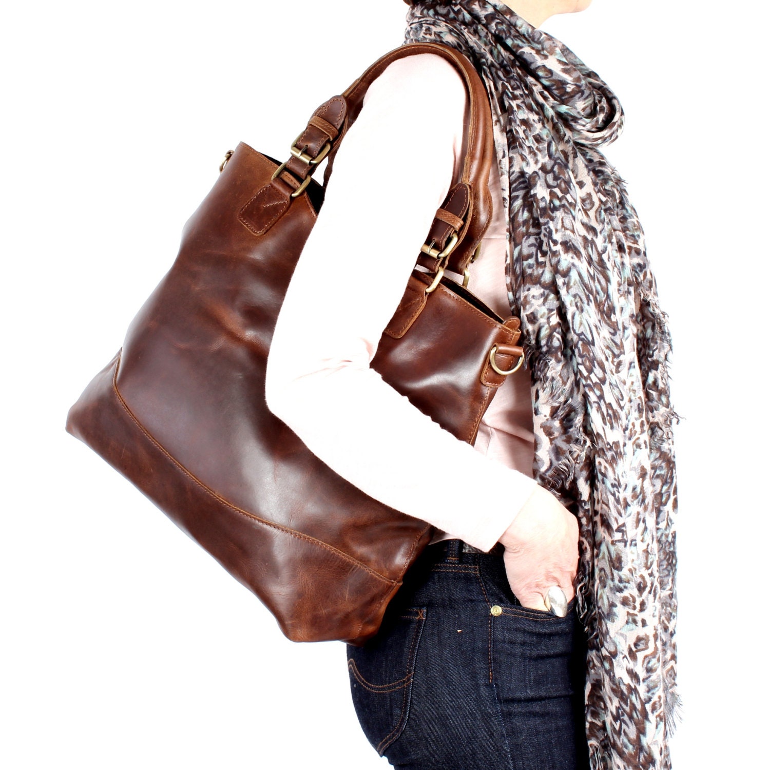 Leather Purse Brown Distressed Leather Tote