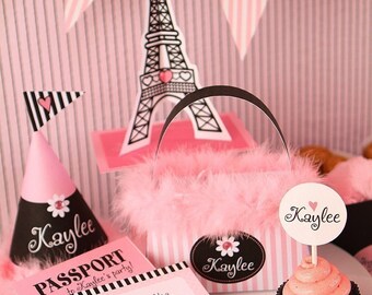 BIRTHDAY Paris DELUXE PERSONALIZED Party Kit-Printable pdf Complete Set