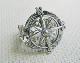 THE ORIGINAL Adventurer Steampunk Compass Ring in Silver