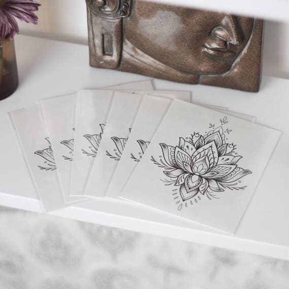 3 x Lotus Temporary Tattoos