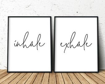 Inhale Exhale, Inhale Exhale Print, Pilates Print, Set of 2 Bedroom Prints, Yoga Poster, Yoga Print, Inhale Exhale Poster, Inhale Exhale Art