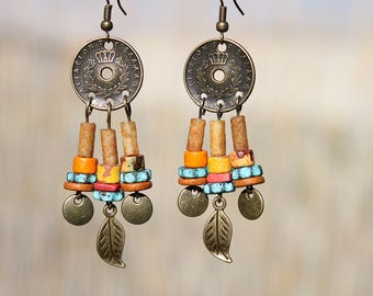 Bohemian Earrings Boho Earrings Boho Jewelry Bohemian Jewelry Dangle Drop Earrings Ethnic Hippie Gypsy Chandelier Earrings Gift for women