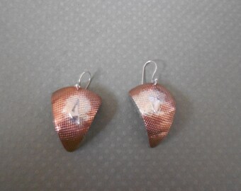 Mixed metal copper/sterling silver triangle dangle earrings