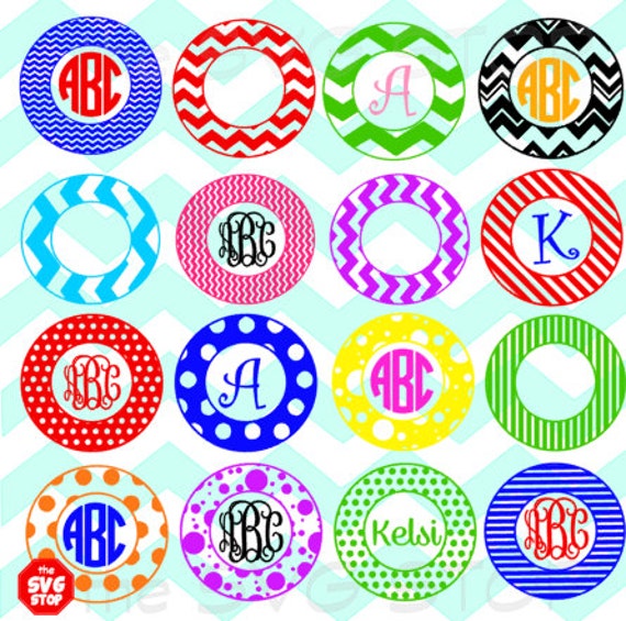 Download Chevron Stripes & Dots circle monogram frames SVG and studio