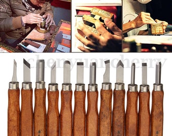 12pcs Wood Carving Hand Chisel Tool Set Woodworking Professional Gouges