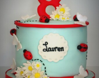 Ladybug & Daisy Fondant Cake Topper 20pc Decoration