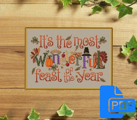 Download Happy Thanksgiving Cross Stitch Pattern Pumpkin Cross Stitch
