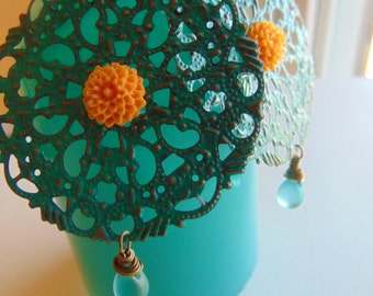 Verdi-Gris Filigree Earrings