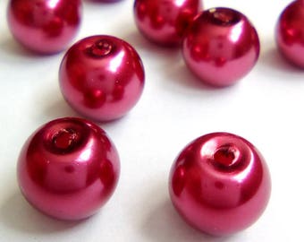 20 Burgundy 8mm Pearl glass beads