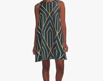 Art Deco Dress, A Line Dress, Art Deco, 1920's inspired dress, 1930's dress, retro dress, 1930's clothing, 1920s clothing, Art Deco Pattern,