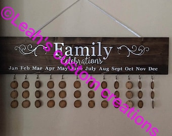 Family celebration board, family calendar, wall calendar, display, birthday plaque, customized wall décor, personalized wall art, birthday
