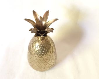 Vintage Hollywood Regency Brass Pineapple Container