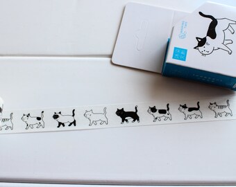 Cat Washi Tape, Animal Washi Tape, Cat Stickers, Planner Stickers, Cute Animal Washi, Cat Lovers, Cat Washi, Kawaii (KA-112)