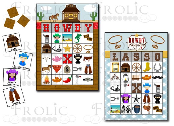 Cowboy Bingo 20 Printable Bingo Cards INSTANT DOWNLOAD