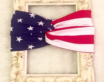 Turban Headband/4th of July/team USA/patriotic turban headband/Memorial Day turban, baby turban headband, turban style headband
