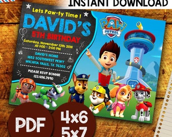 Paw Patrol Invitation, Paw Patrol Birthday Invitation, Paw Patrol Invitation Instant Download, Paw Patrol Invitation Boy, Editable Pdf