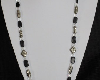 Chunky black and silver necklace