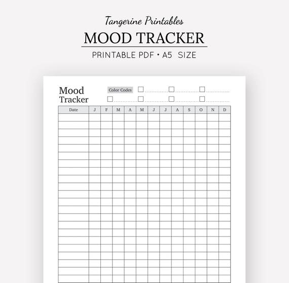Mood Tracker Printable Printable Planner Insert A5 Planner