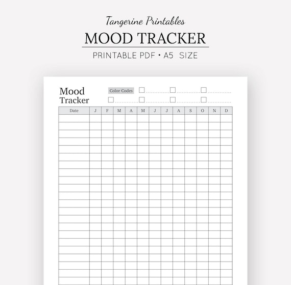 Mood Tracker Printable Printable Planner Insert A5 Planner