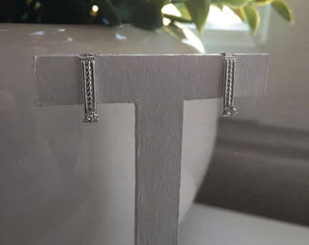 Silver earrings with white cz, Sterling silver