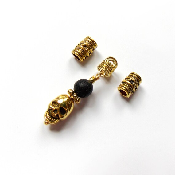 Mens skull beard beads Skull jewelry for beard Skull beard