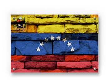 Venezuelan Flag Graffiti Wall Art Printed on Brushed Aluminum