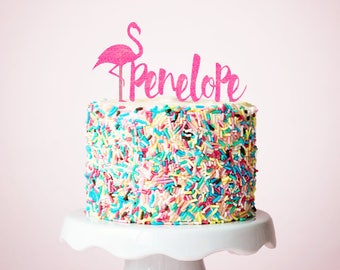 Personalized Flamingo Cake Topper