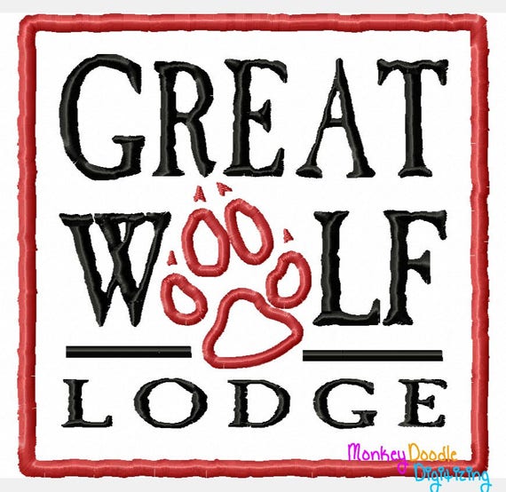 Great Wolf Lodge Logo Embroidery Machine Applique Instant